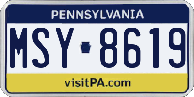 PA license plate MSY8619