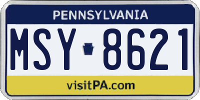 PA license plate MSY8621