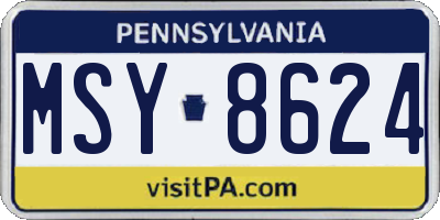 PA license plate MSY8624