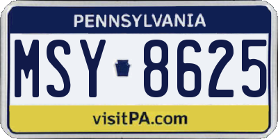 PA license plate MSY8625