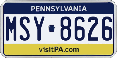 PA license plate MSY8626