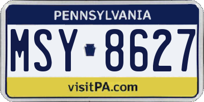 PA license plate MSY8627