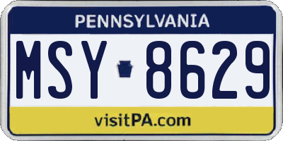 PA license plate MSY8629