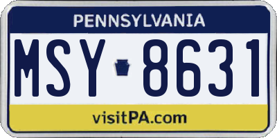 PA license plate MSY8631