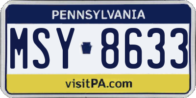 PA license plate MSY8633