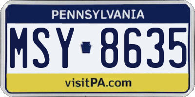 PA license plate MSY8635