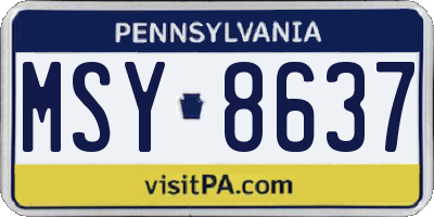 PA license plate MSY8637