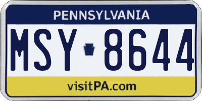 PA license plate MSY8644