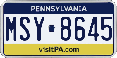 PA license plate MSY8645