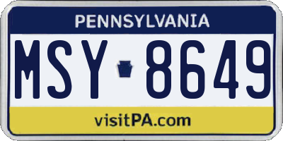 PA license plate MSY8649