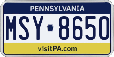 PA license plate MSY8650