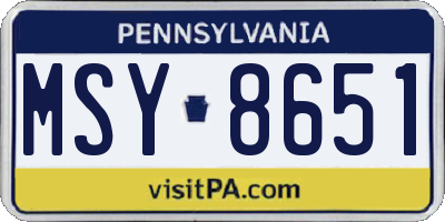 PA license plate MSY8651