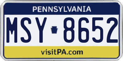 PA license plate MSY8652