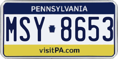 PA license plate MSY8653