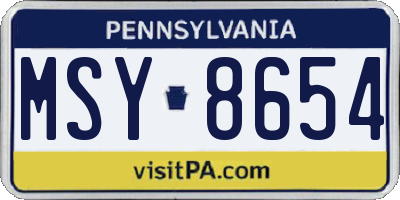 PA license plate MSY8654