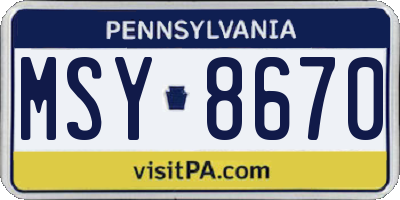 PA license plate MSY8670