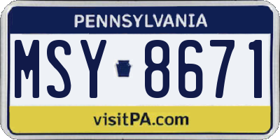 PA license plate MSY8671
