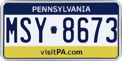 PA license plate MSY8673
