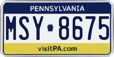 PA license plate MSY8675