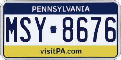 PA license plate MSY8676