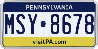PA license plate MSY8678