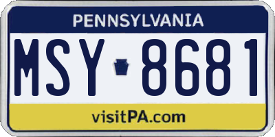 PA license plate MSY8681