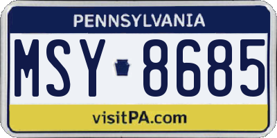 PA license plate MSY8685