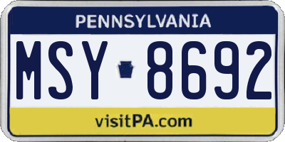 PA license plate MSY8692
