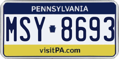 PA license plate MSY8693