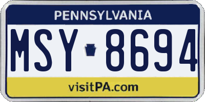 PA license plate MSY8694