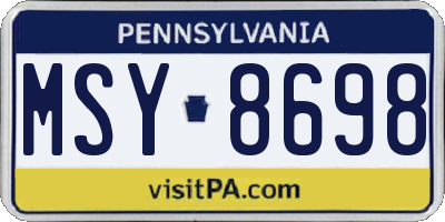 PA license plate MSY8698