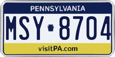 PA license plate MSY8704