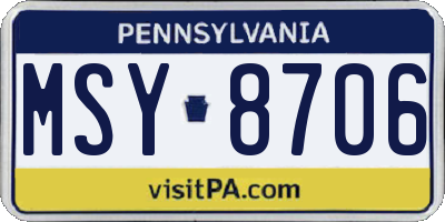 PA license plate MSY8706