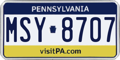 PA license plate MSY8707