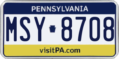 PA license plate MSY8708
