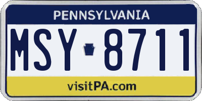 PA license plate MSY8711