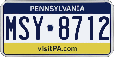 PA license plate MSY8712