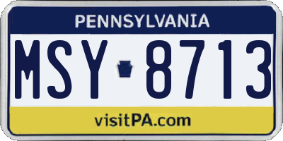 PA license plate MSY8713
