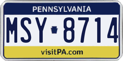 PA license plate MSY8714
