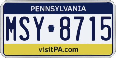 PA license plate MSY8715