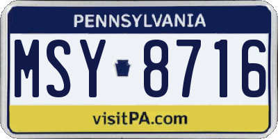 PA license plate MSY8716