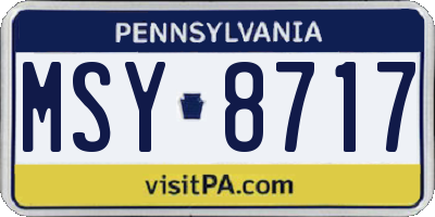 PA license plate MSY8717