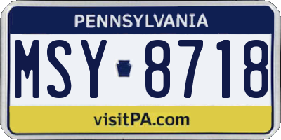 PA license plate MSY8718