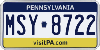 PA license plate MSY8722