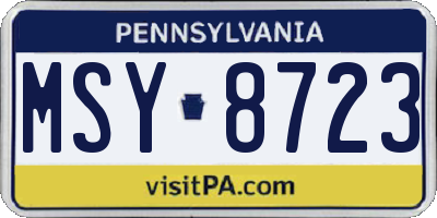 PA license plate MSY8723