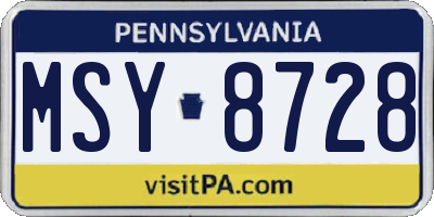 PA license plate MSY8728