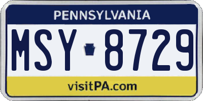 PA license plate MSY8729