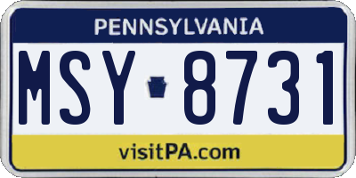 PA license plate MSY8731