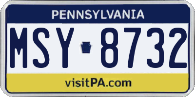 PA license plate MSY8732