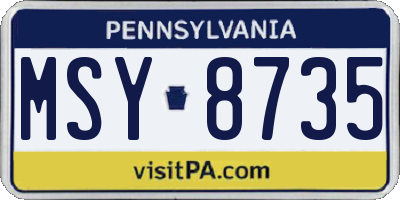 PA license plate MSY8735